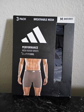 adidas Men’s Performance Breathable Mesh Boxer Briefs - Black/Grey (3 Pack)